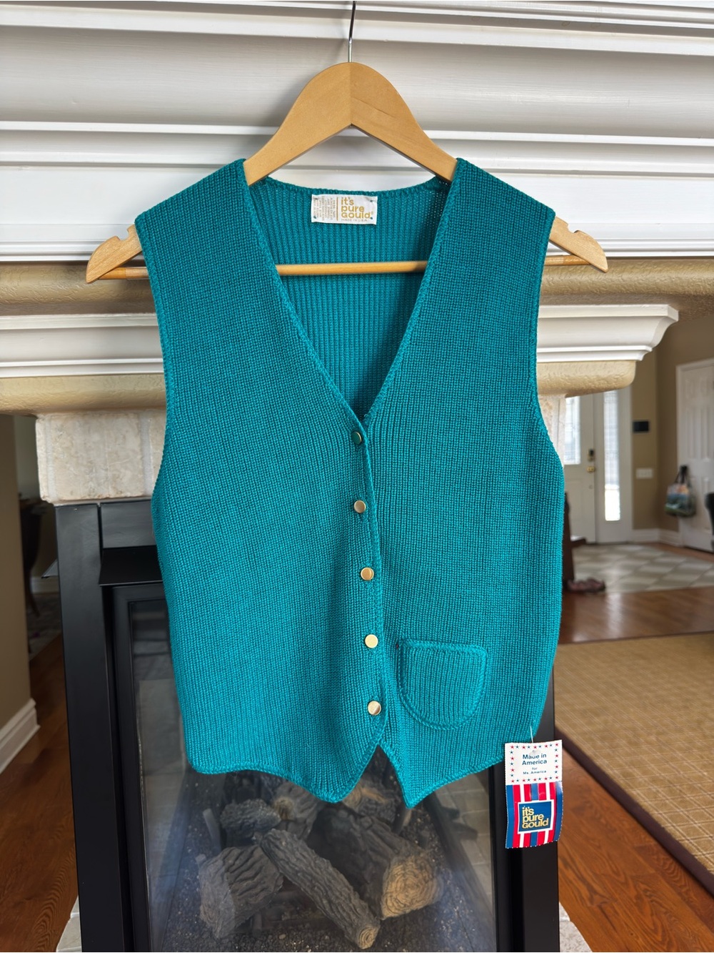 Vintage Union Made Sidney Gould Gem Tone Green Knit Vest Small NWT
